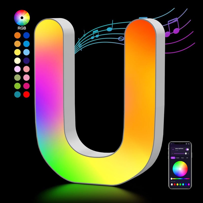 OJQ Light Up Letters LED Letter - Bedroom Lighted Colorful Alphabet Letter Music Sync Color Change - Christmas Birthday Gifts for Girl - Teen Girls Room Decor Gifts Party Home Wall Bedroom Decor - Image 1